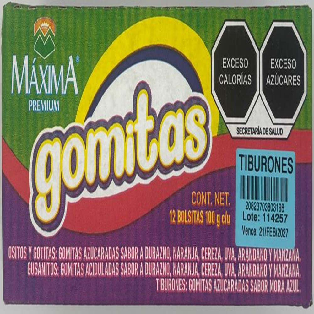 GOMITAS MAXIMA TIBURONES EXHIBIDOR