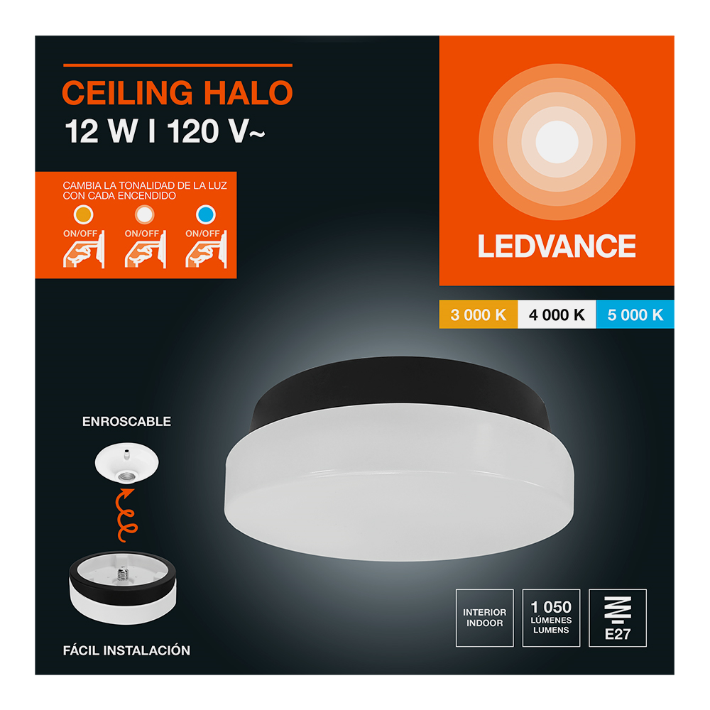 LEDVANCE PLAFON ENRROSCABLE HALO 4/12 W