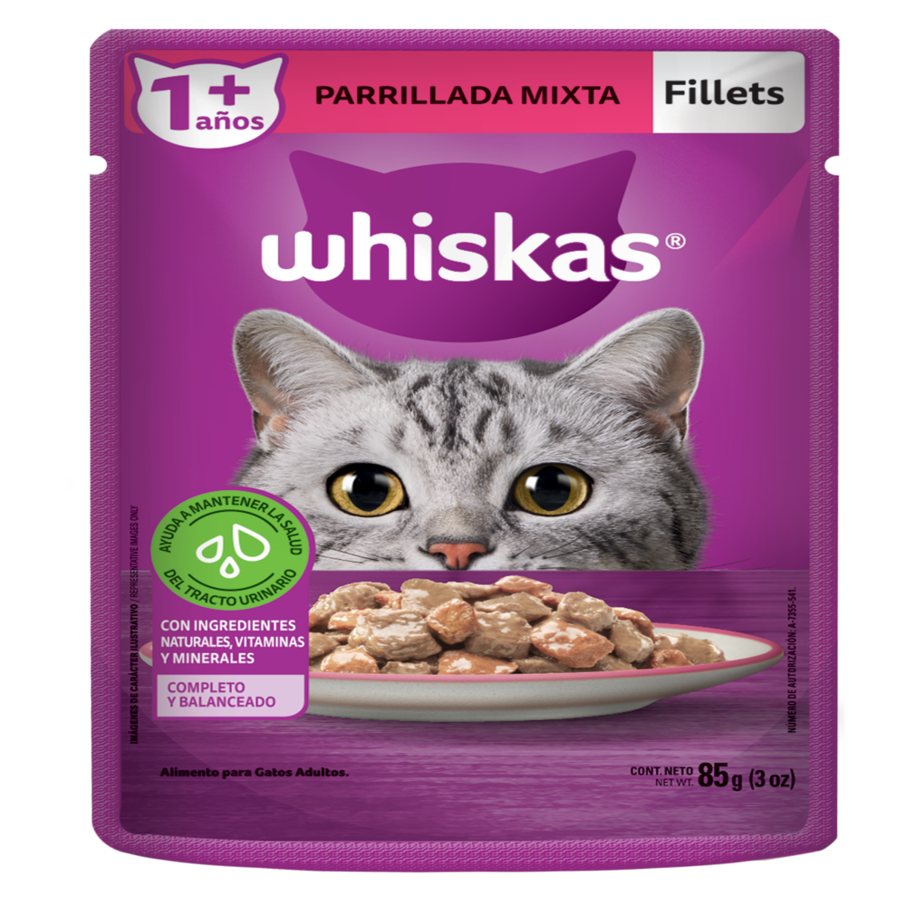 WHISKAS SOBRE PARRILLADA MIXTA 12/85 GR