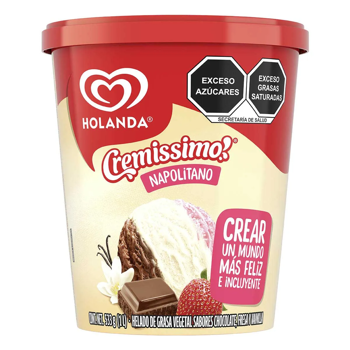 HELADO HOLANDA 12/900 ml NAPOLITANO