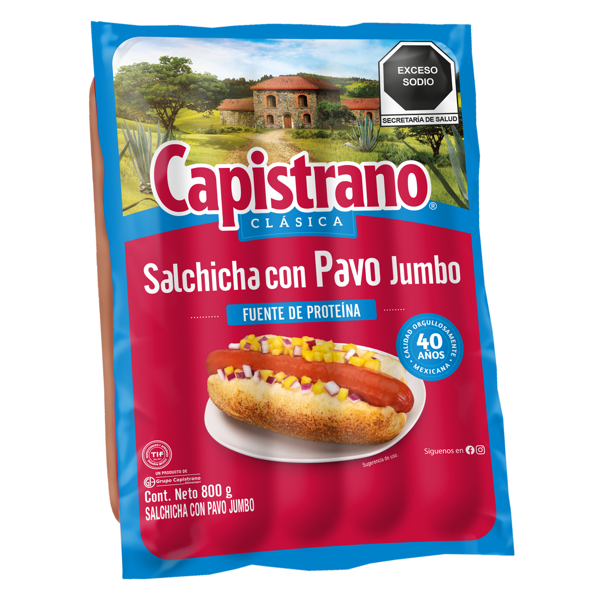 SALCHICHA PAVO JUMBO CAPISTRANO 800GRS