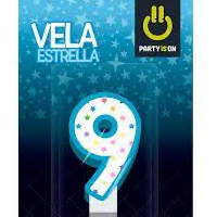 PARTY IS ON VELA NUM 9 AZUL 12 PZAS