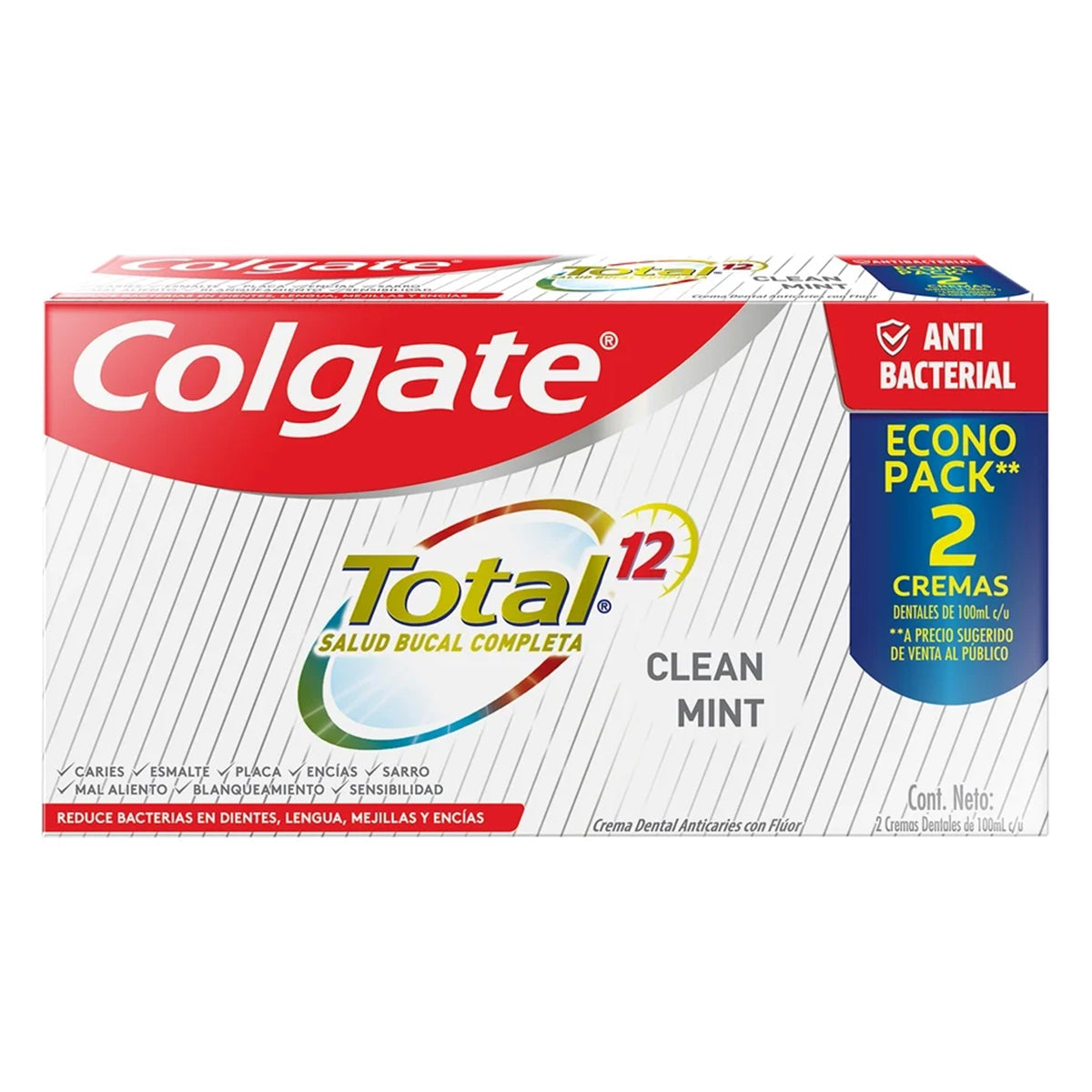Pasta Dental Colgate Total 12 Clean Mint 2 pzas 100 ml