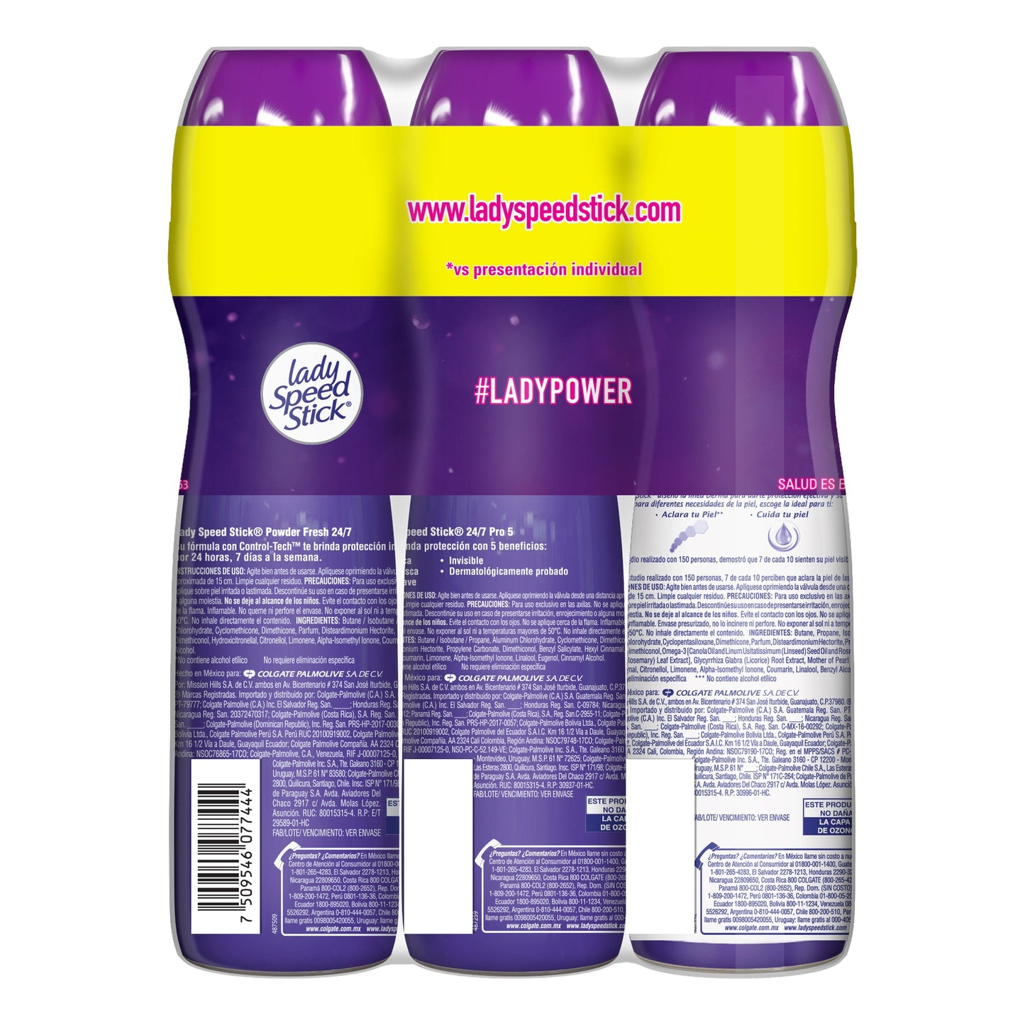 Desodorante Lady Speed Stick 5 en 1 + Derma + Powder para Dama en Aerosol de 91 gr