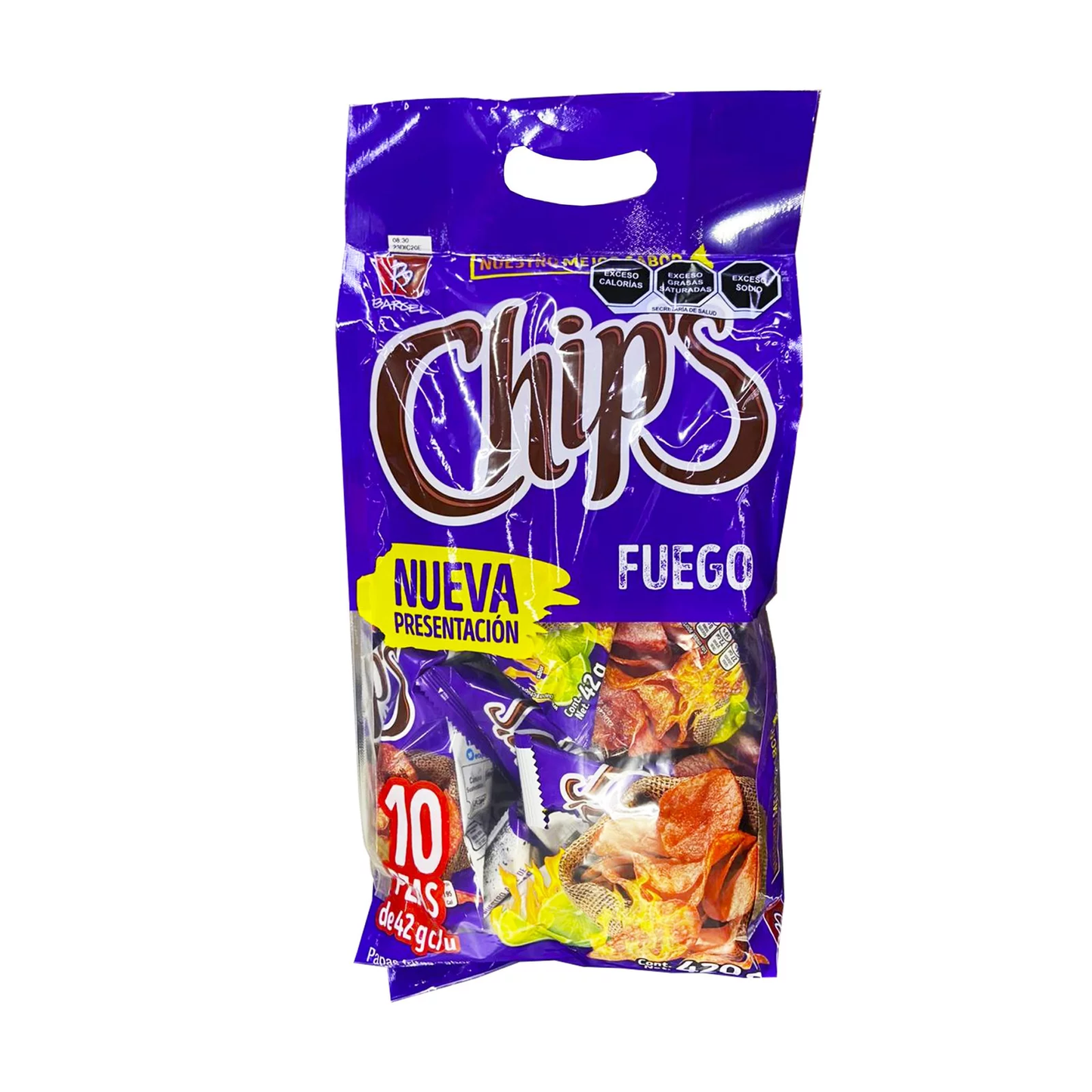 BARCEL TEN PACK CHIPS FUEGO 4/10 PZAS