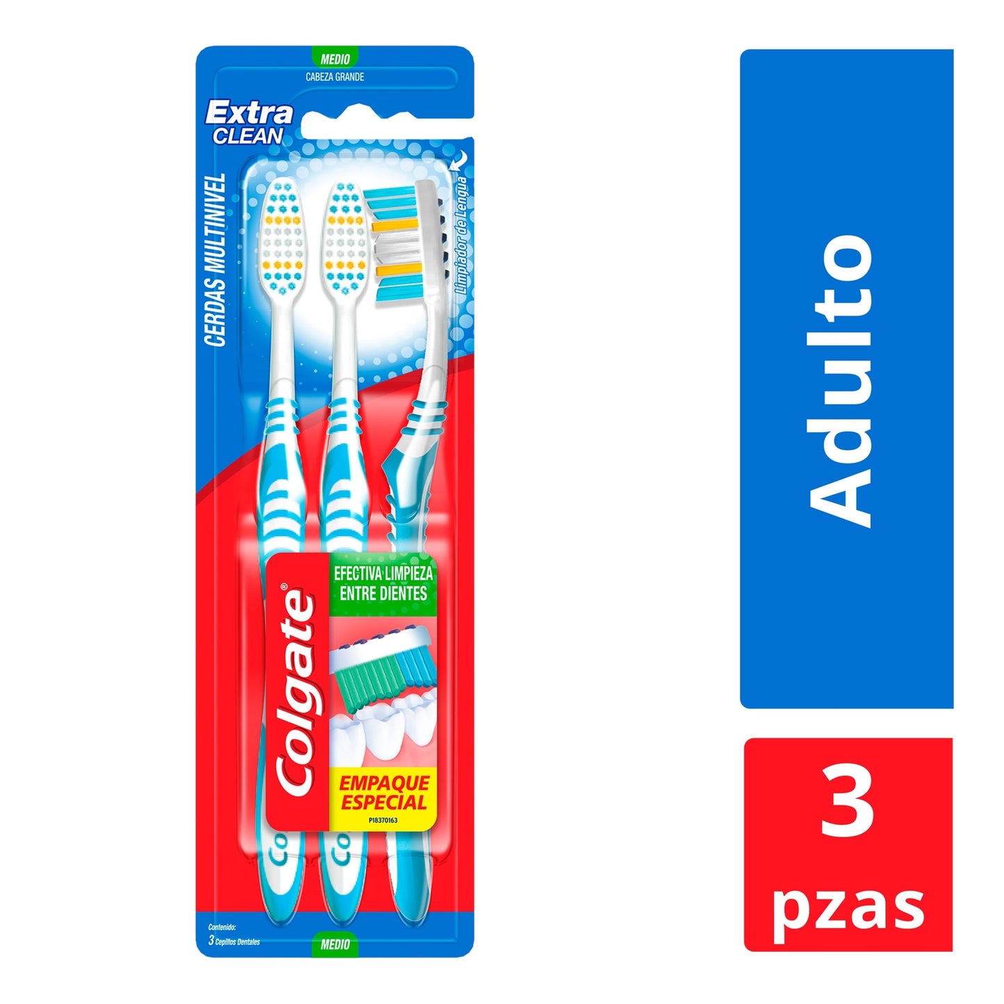 Cepillo Dental Colgate Extra Clean Medio Cerdas Multinivel x 3
