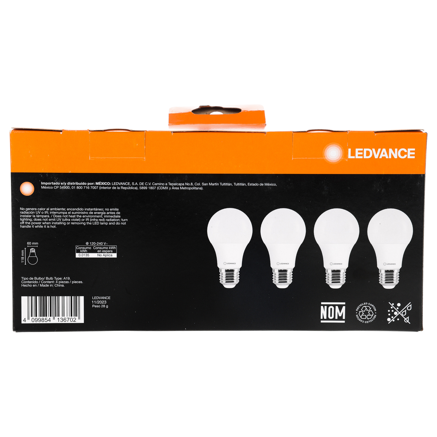 LEDVANCE 4PACK FOCO LED LUZF 3/4/13.5W