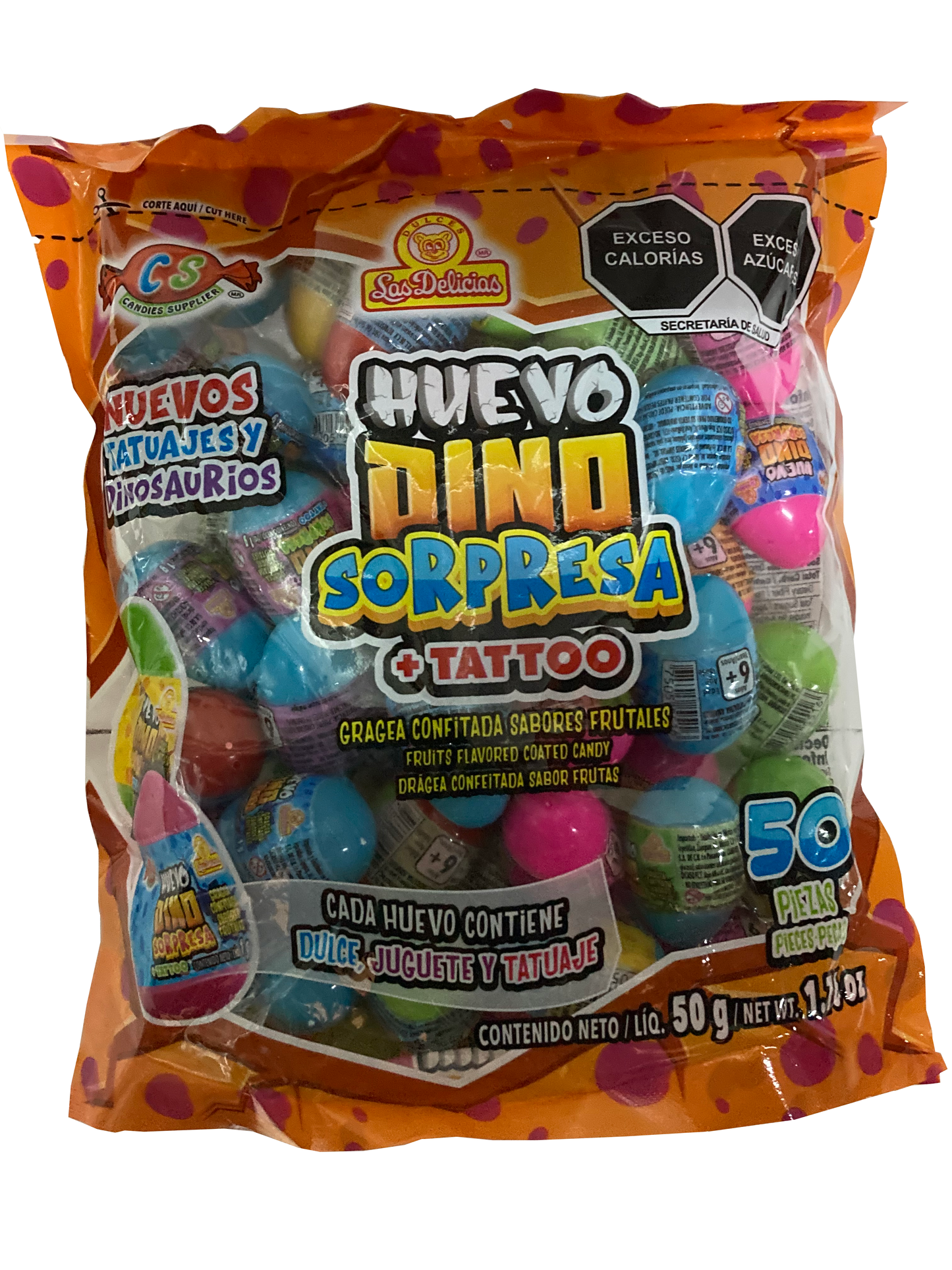 LAS DELIC HUEVO DINO SORP 18/50 PZ