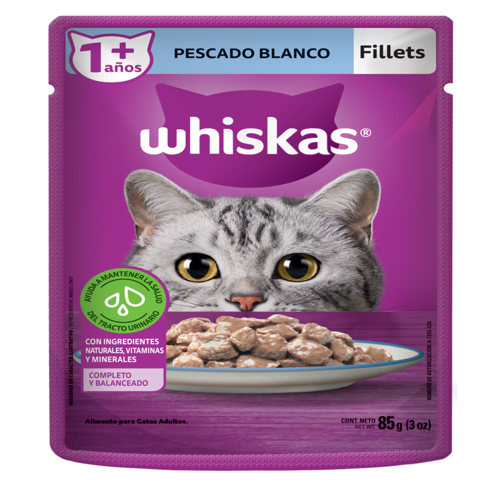 WHISKAS SOBRE PESCADO BLANCO 12/85 GR