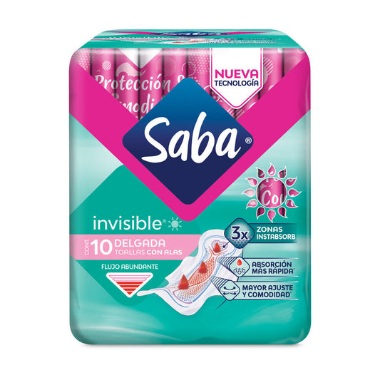 Toallas Femeninas Saba Invisible Ultra Delgada Buenos Días con Alas 10 piezas