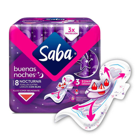 Toallas Femeninas Saba Buenas Noches con Alas 8 piezas