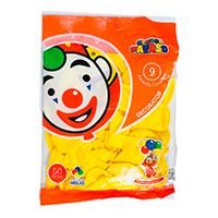 GLOBO PAYASO NUM 9 AMARILLO 50/100 PZAS