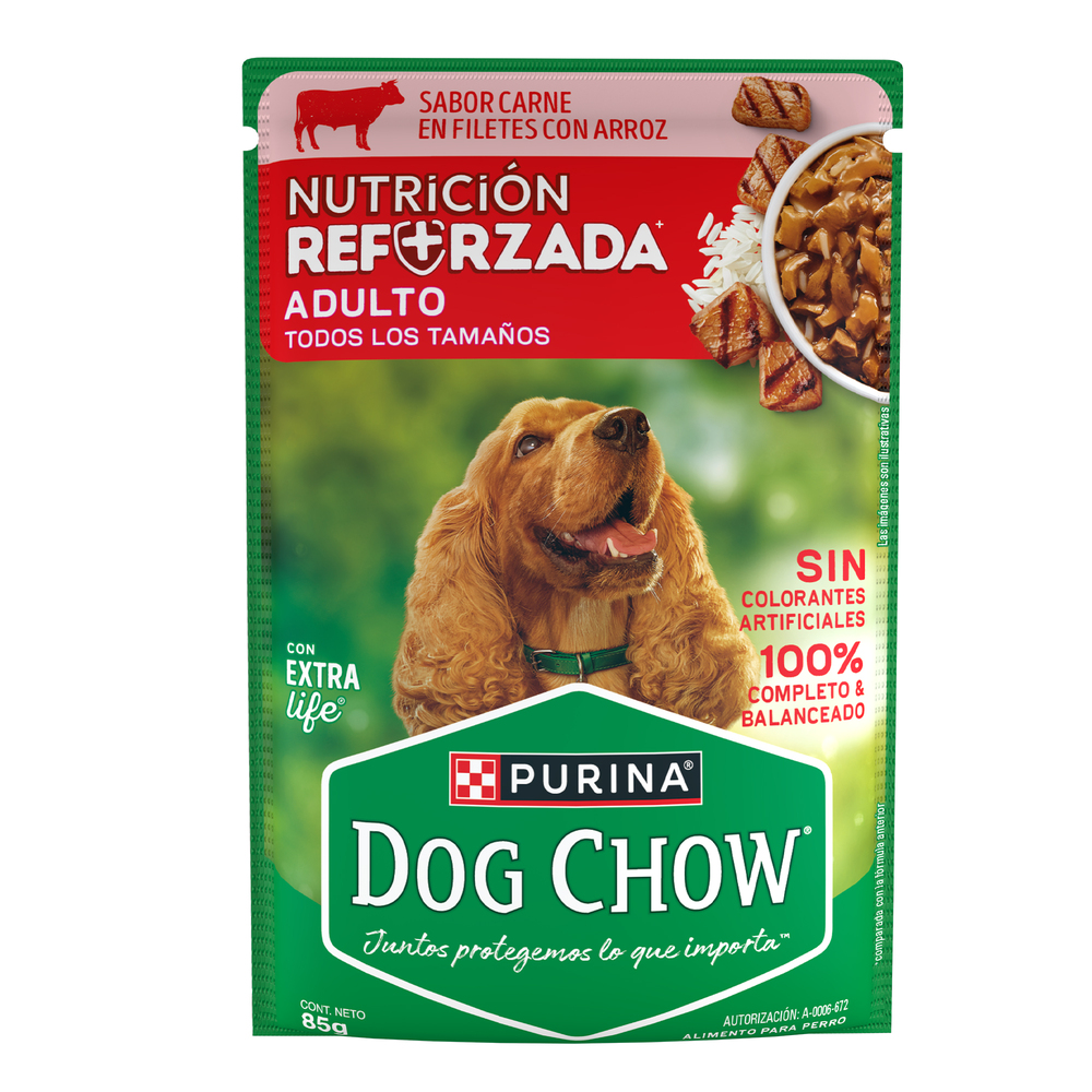 DOG CHOW SOBRE CARNE ARROZ 12/85 GR