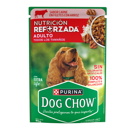 DOG CHOW SOBRE CARNE ARROZ 12/85 GR