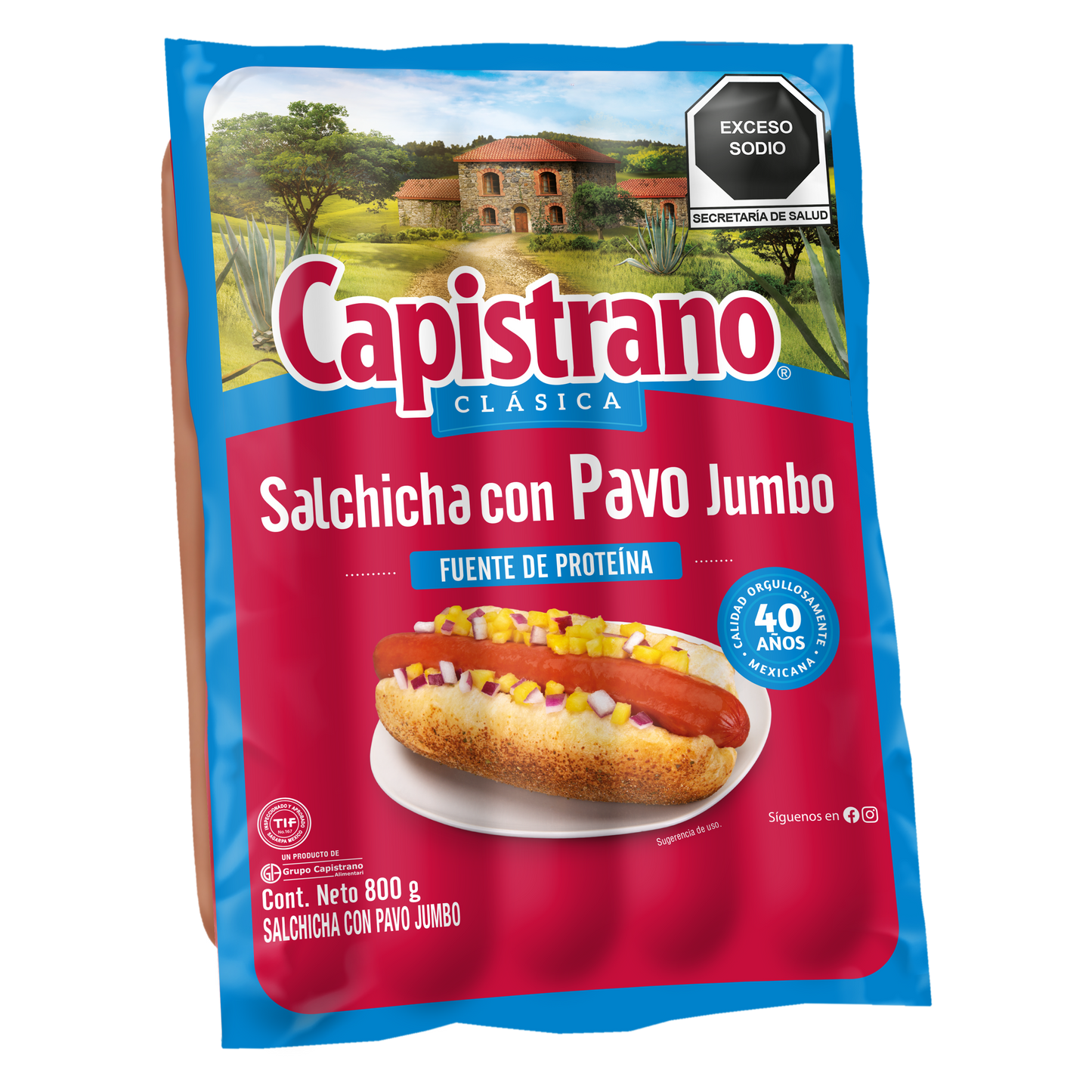SALCHICHA PAVO JUMBO CAPISTRANO 800GRS