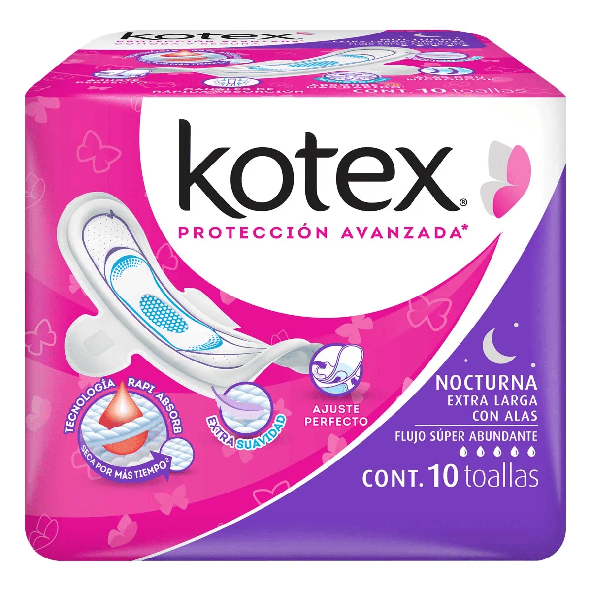 KOTEX NOCTURNA C/A 10/8 PZA
