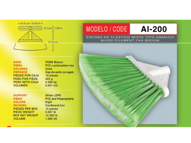 ESCOBA ABANICO AI200 S/BASTON /12