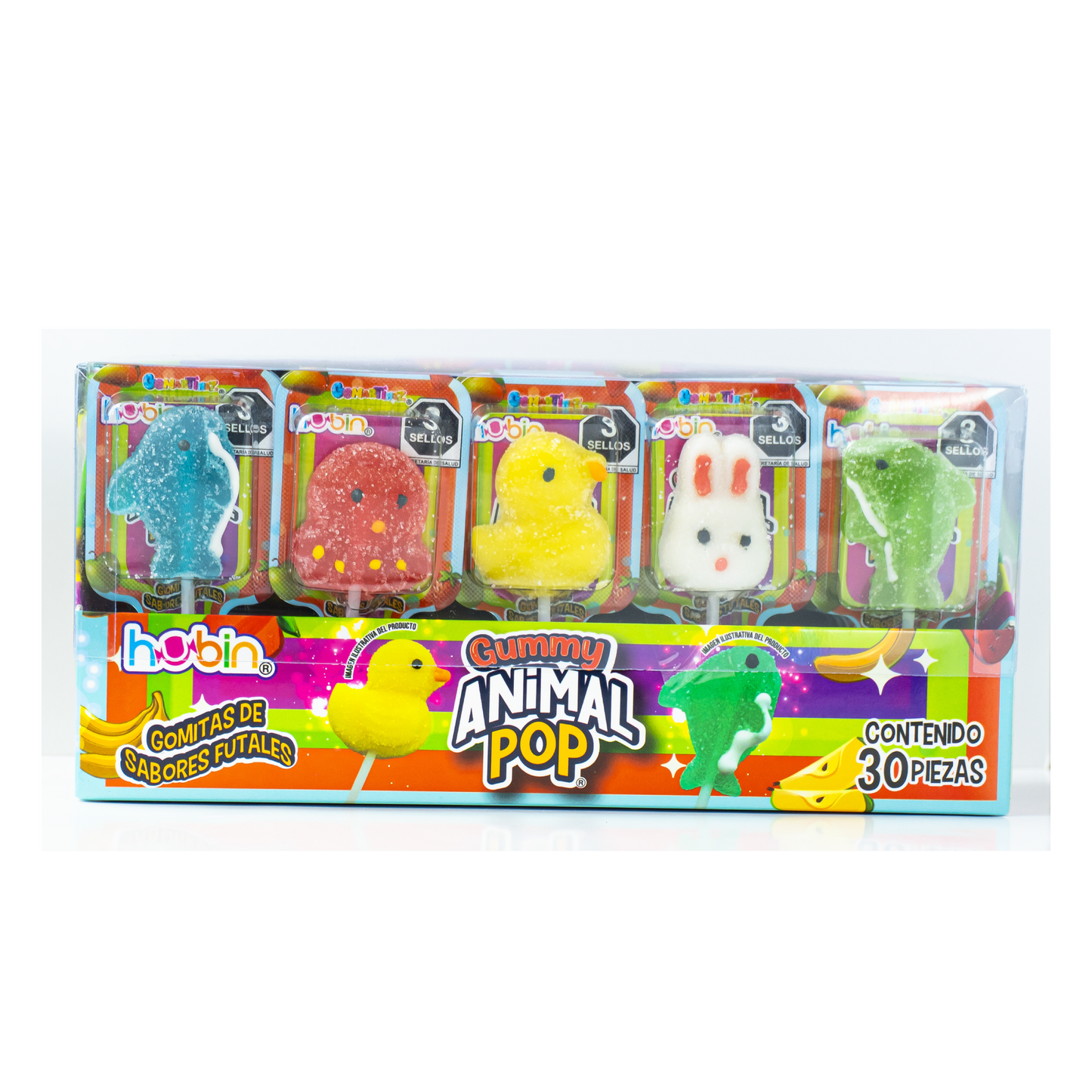 HUBIN GUMMY ANIMAL POPS NEON 16/30/11 GR