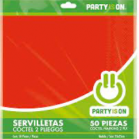 PARTY IS ON SERVILLETA ROJO 12/50 PZAS