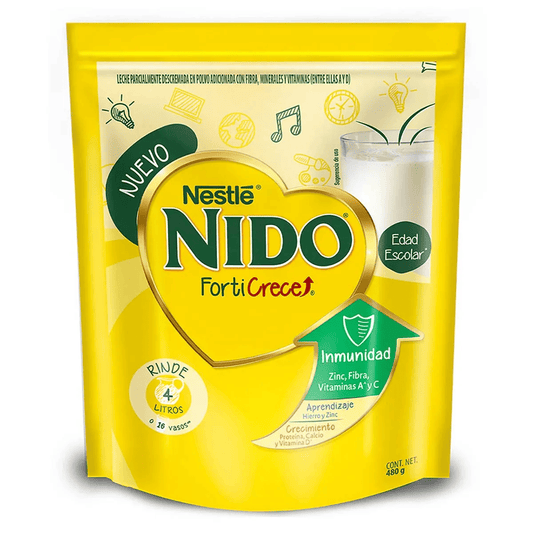 Leche Parcialmente Descremada Nido FortiCrece en Polvo Bolsa 480g