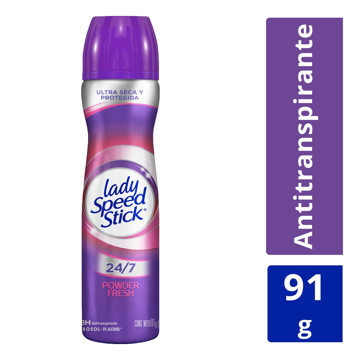 Antitranspirante Lady Speed Stick 24/7 Powder Fresh en Aerosol de 91 g