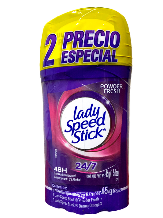 Antitranspirante Lady Speed Stick Powder Fresh + Derma Omega 3 2 pzas 45 g